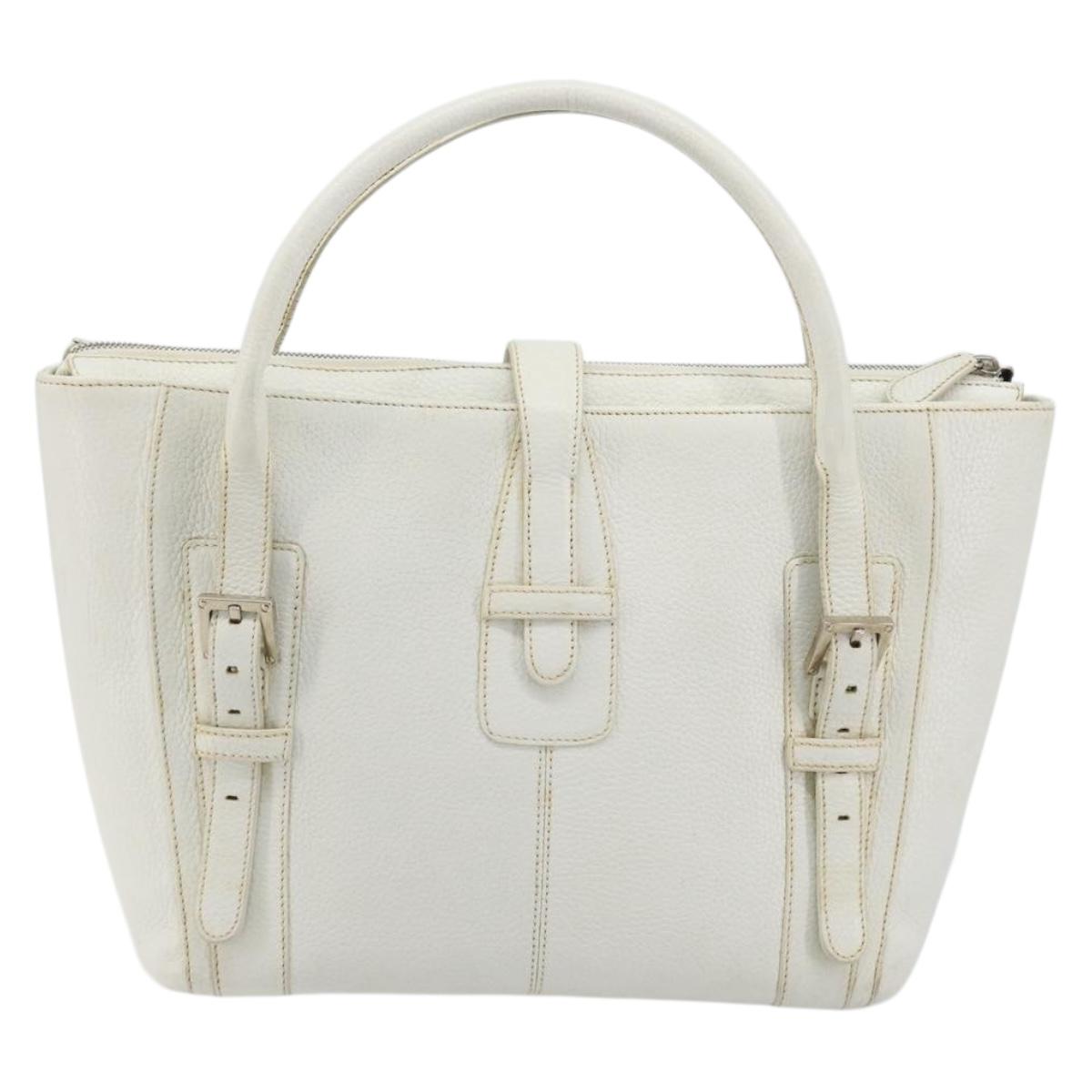 LOEWE Hand Bag Leather White Silver