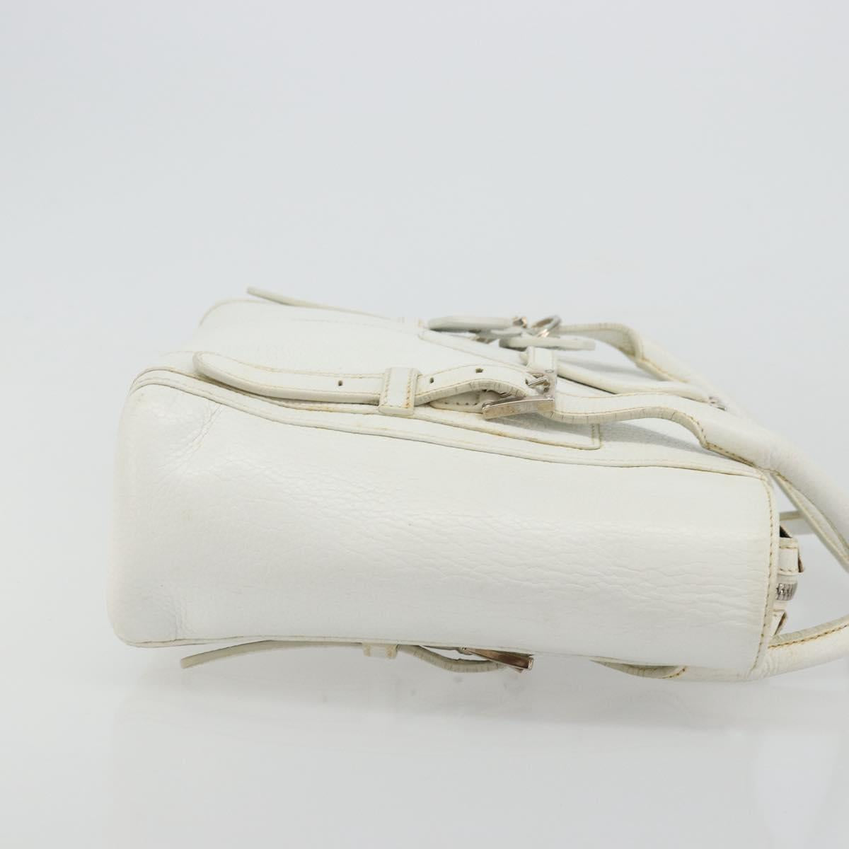 LOEWE Hand Bag Leather White Silver