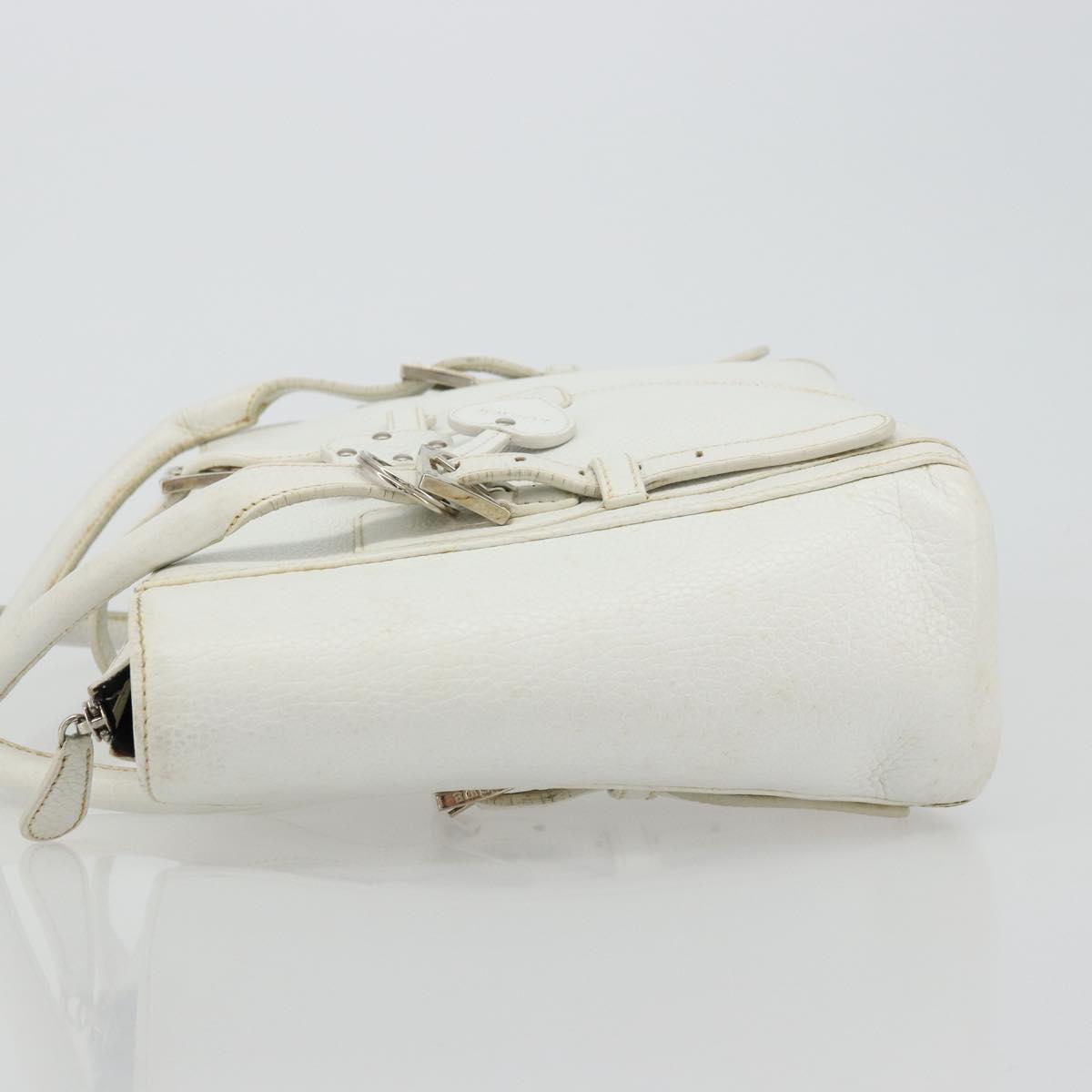 LOEWE Hand Bag Leather White Silver