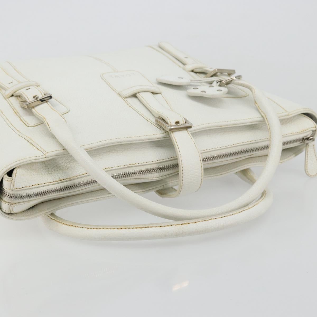 LOEWE Hand Bag Leather White Silver