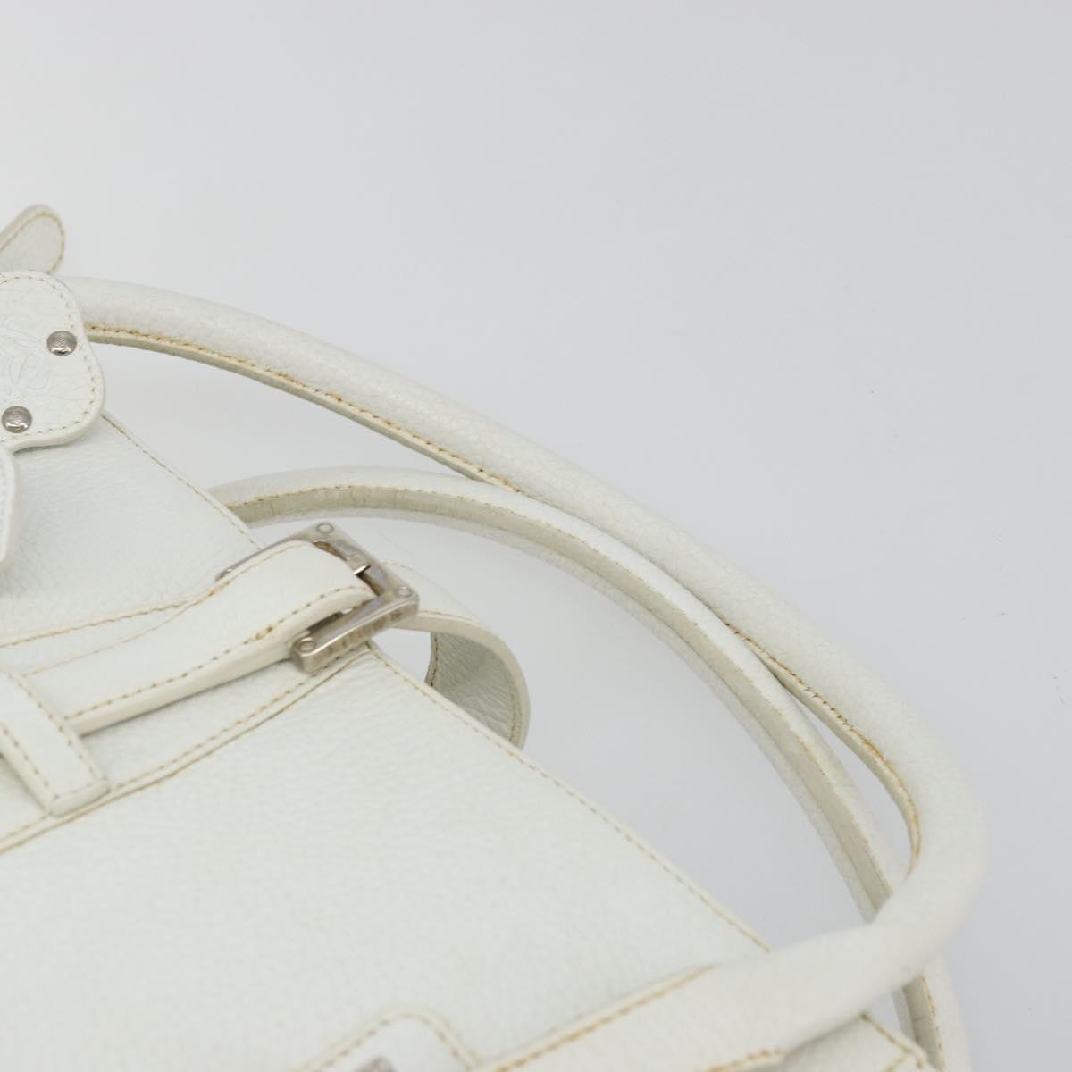 LOEWE Hand Bag Leather White Silver