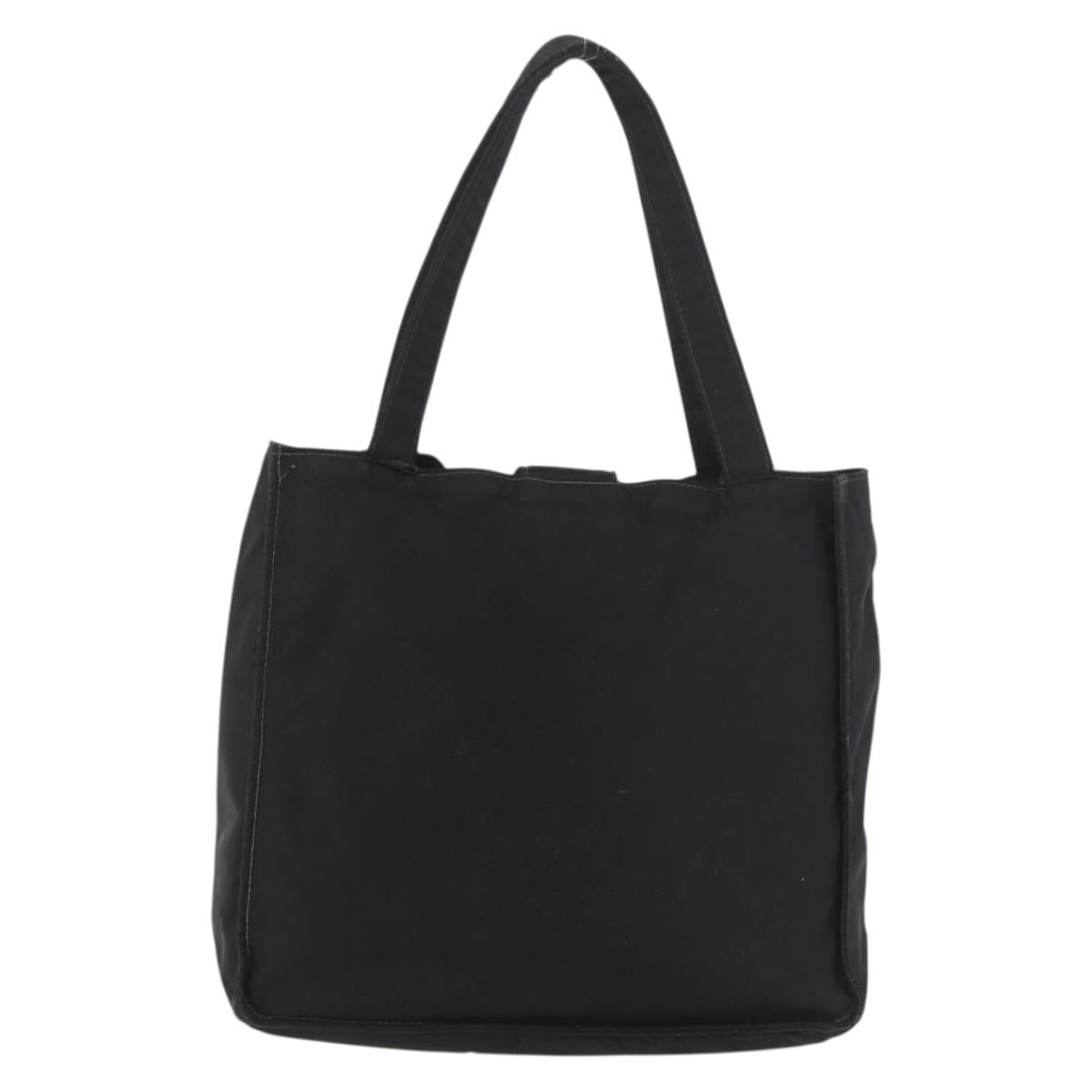CHANEL Hand Bag Nylon Black Silver CC