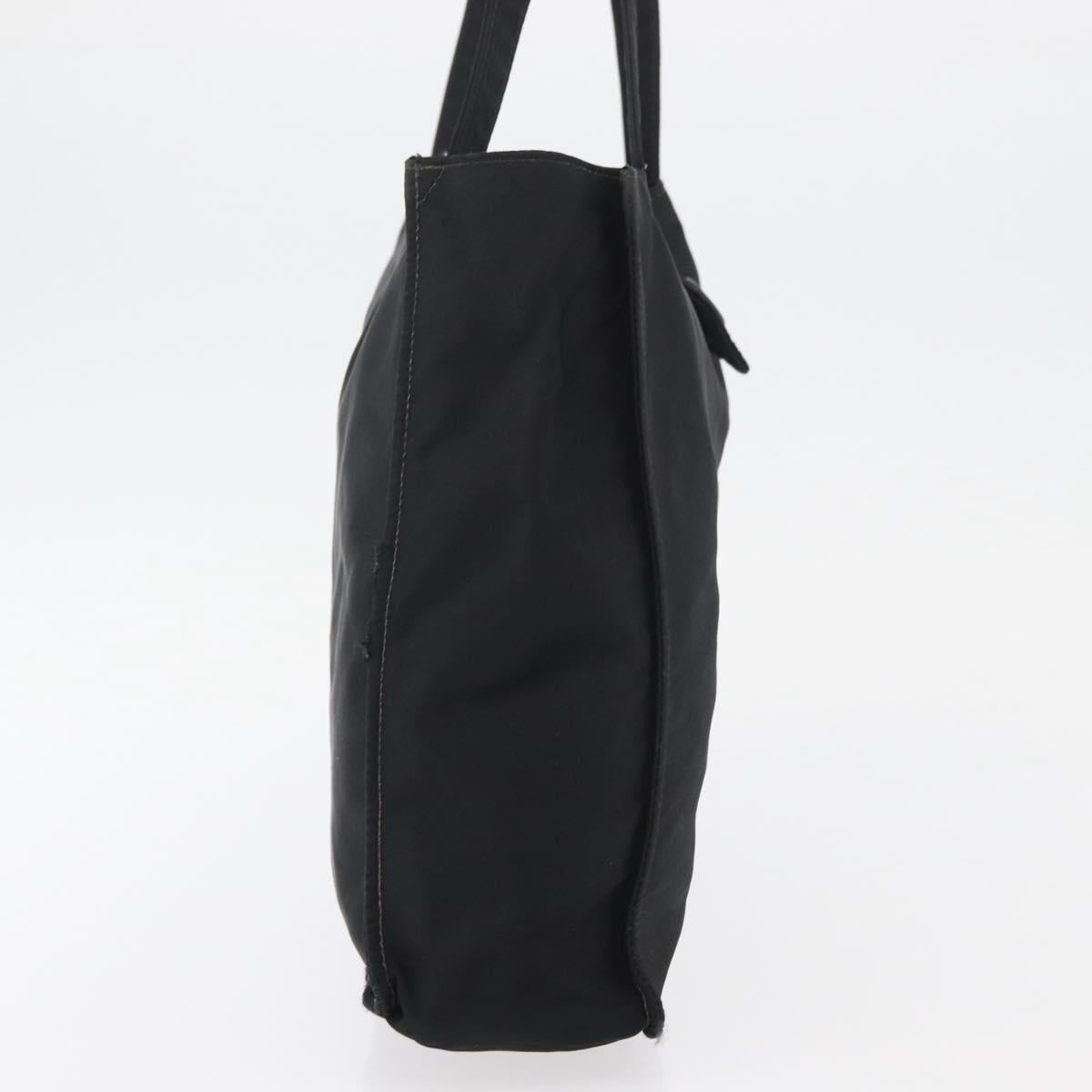 CHANEL Hand Bag Nylon Black Silver CC