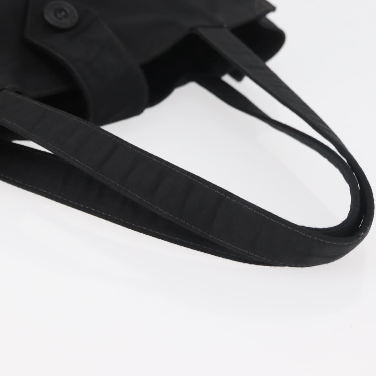 CHANEL Hand Bag Nylon Black Silver CC