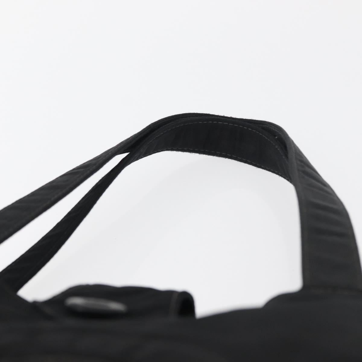 CHANEL Hand Bag Nylon Black Silver CC