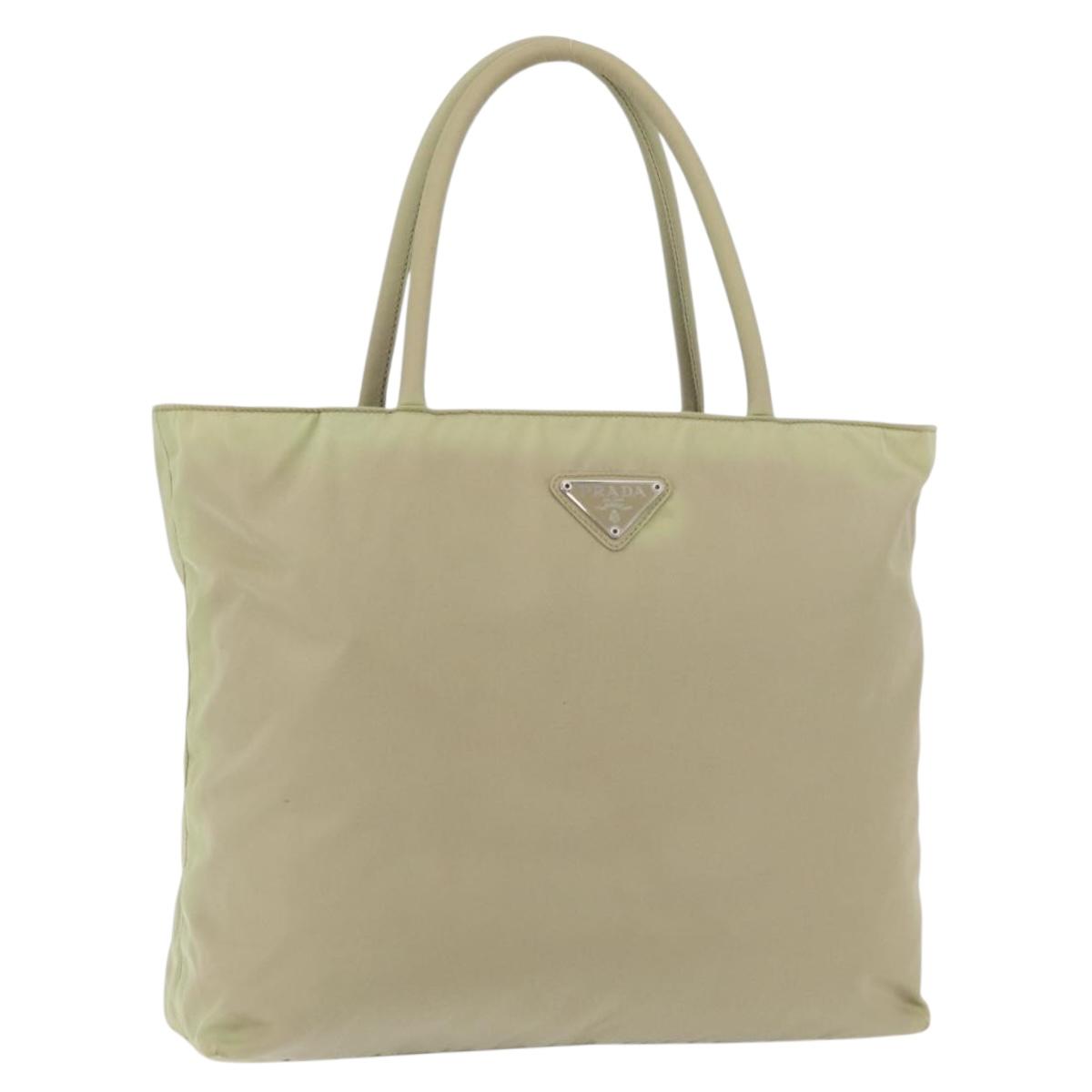PRADA Hand Bag Nylon Green Silver