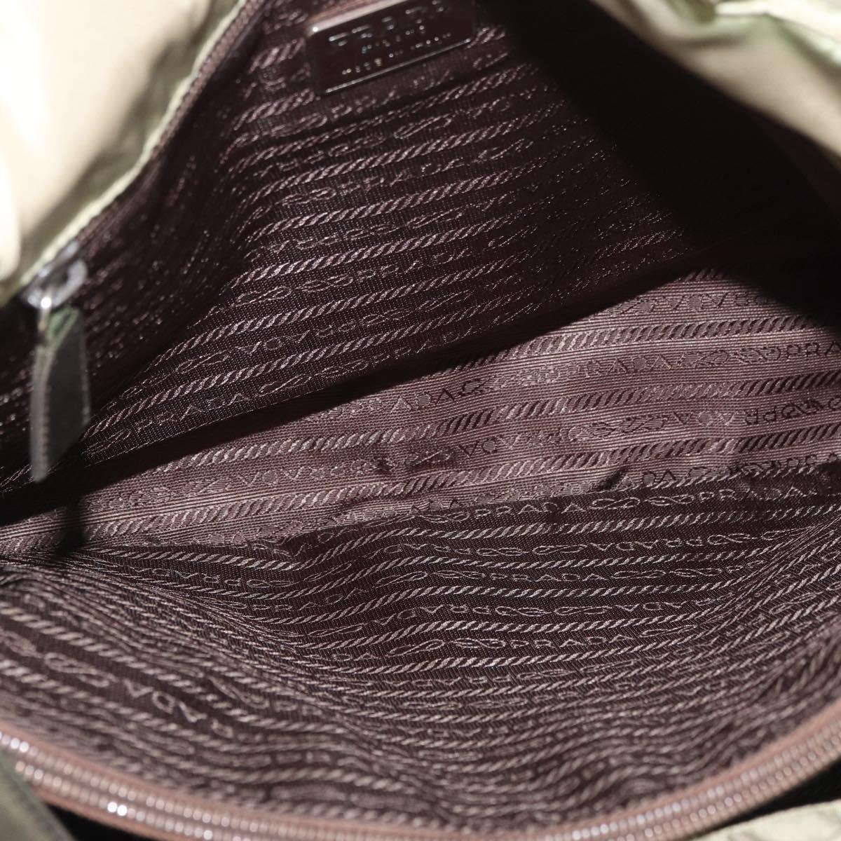 PRADA Hand Bag Nylon Green Silver