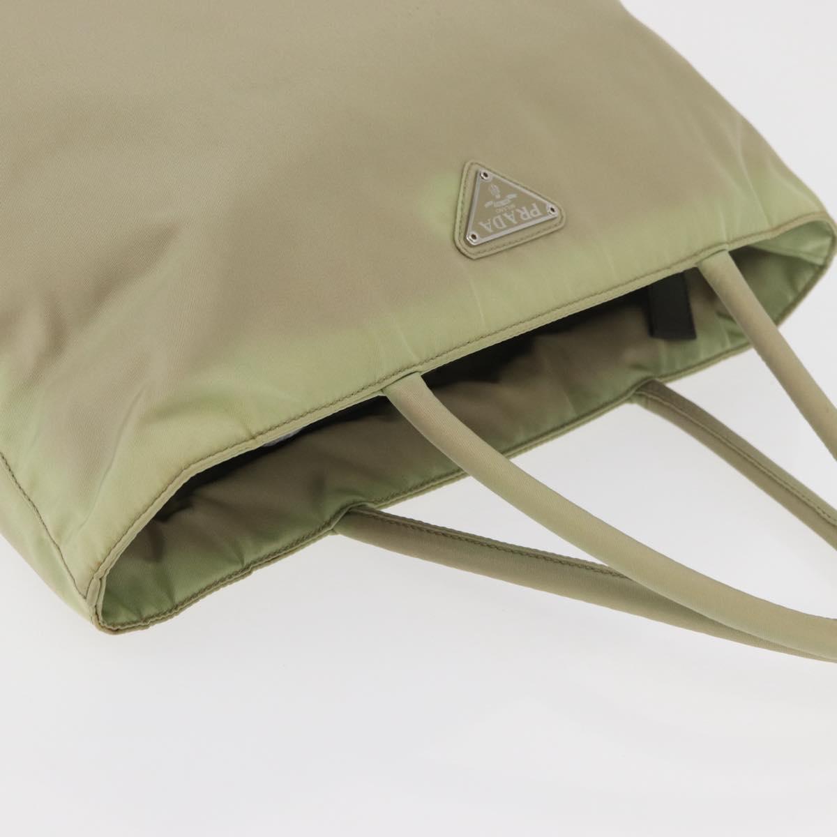 PRADA Hand Bag Nylon Green Silver