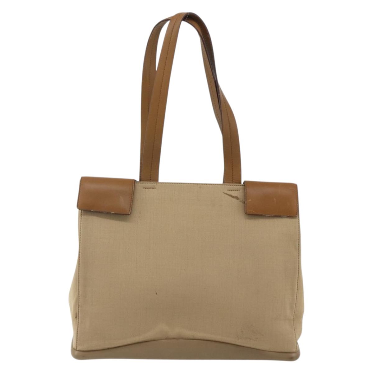 PRADA Shoulder Bag Nylon Beige Silver