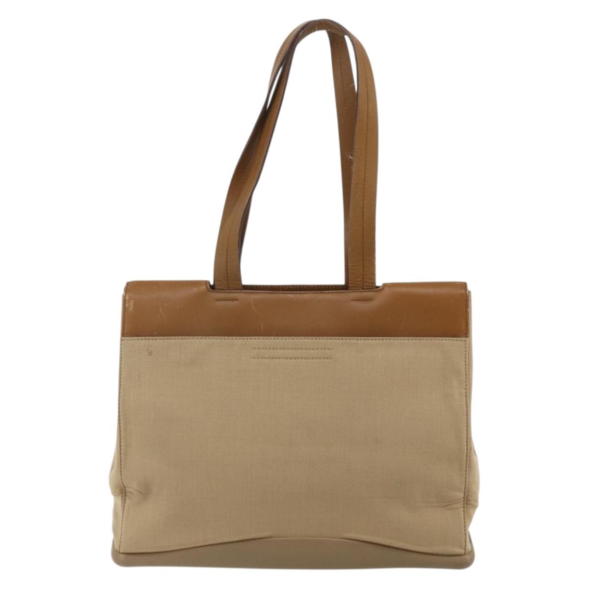 PRADA Shoulder Bag Nylon Beige Silver