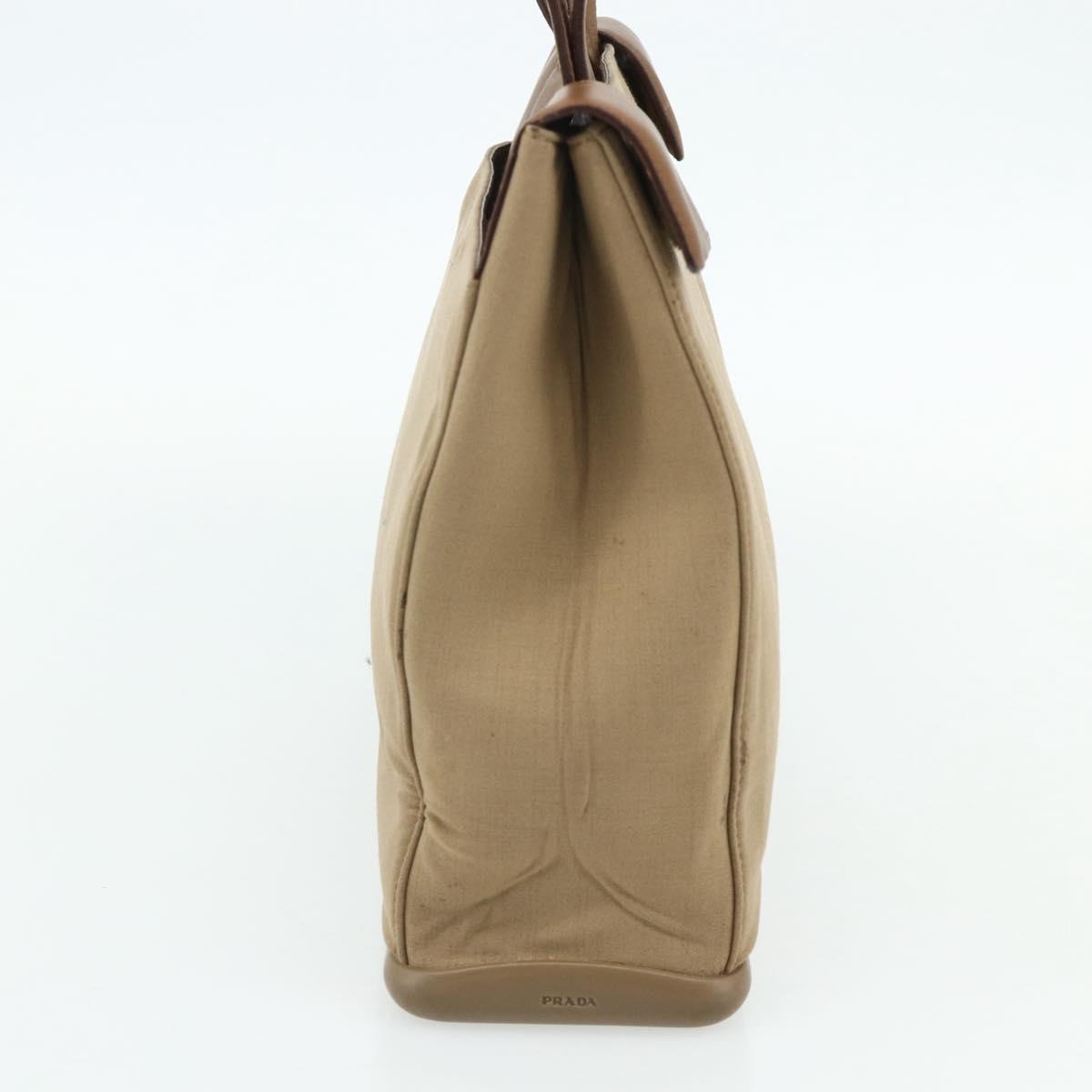 PRADA Shoulder Bag Nylon Beige Silver