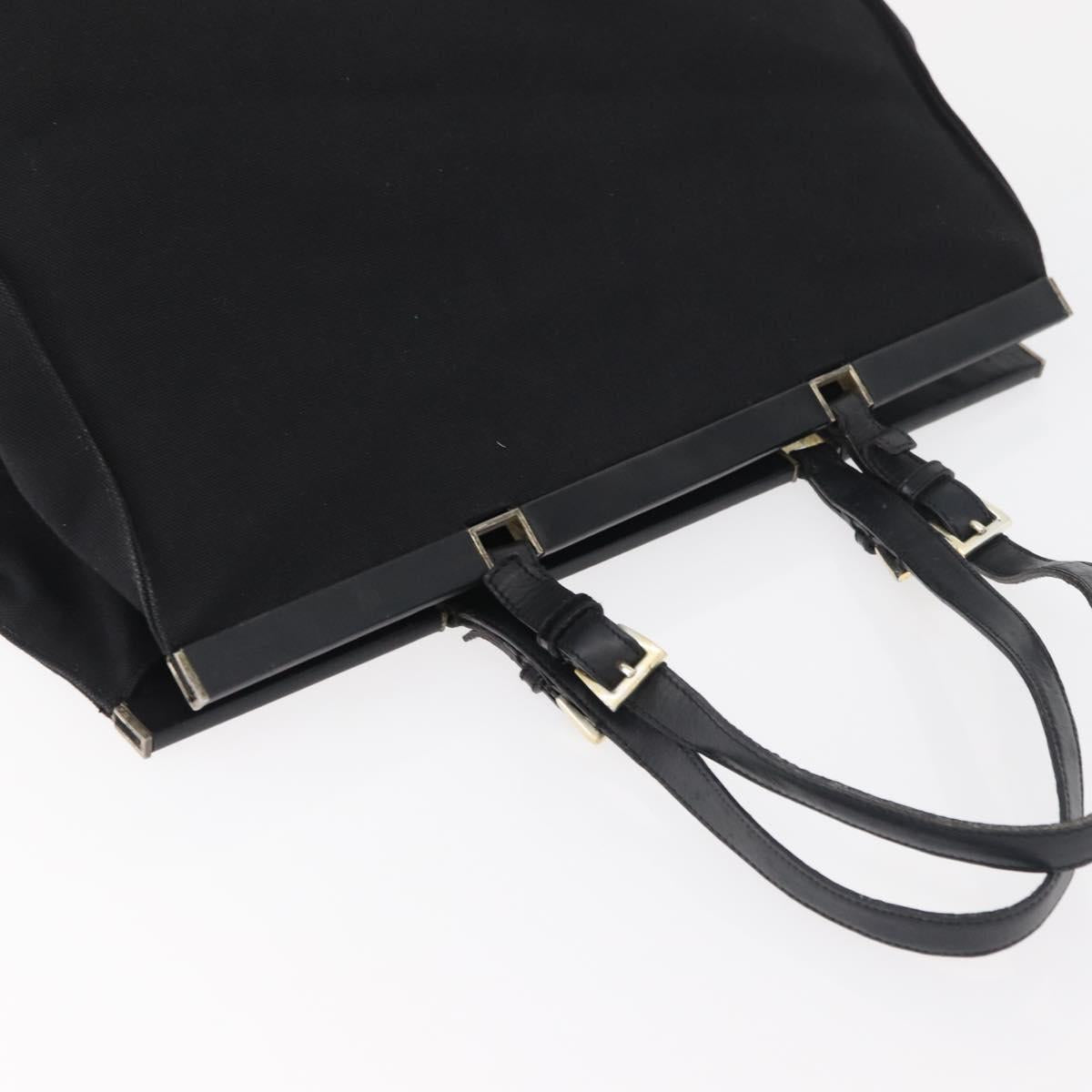 PRADA Tote Bag Canvas Black Gold