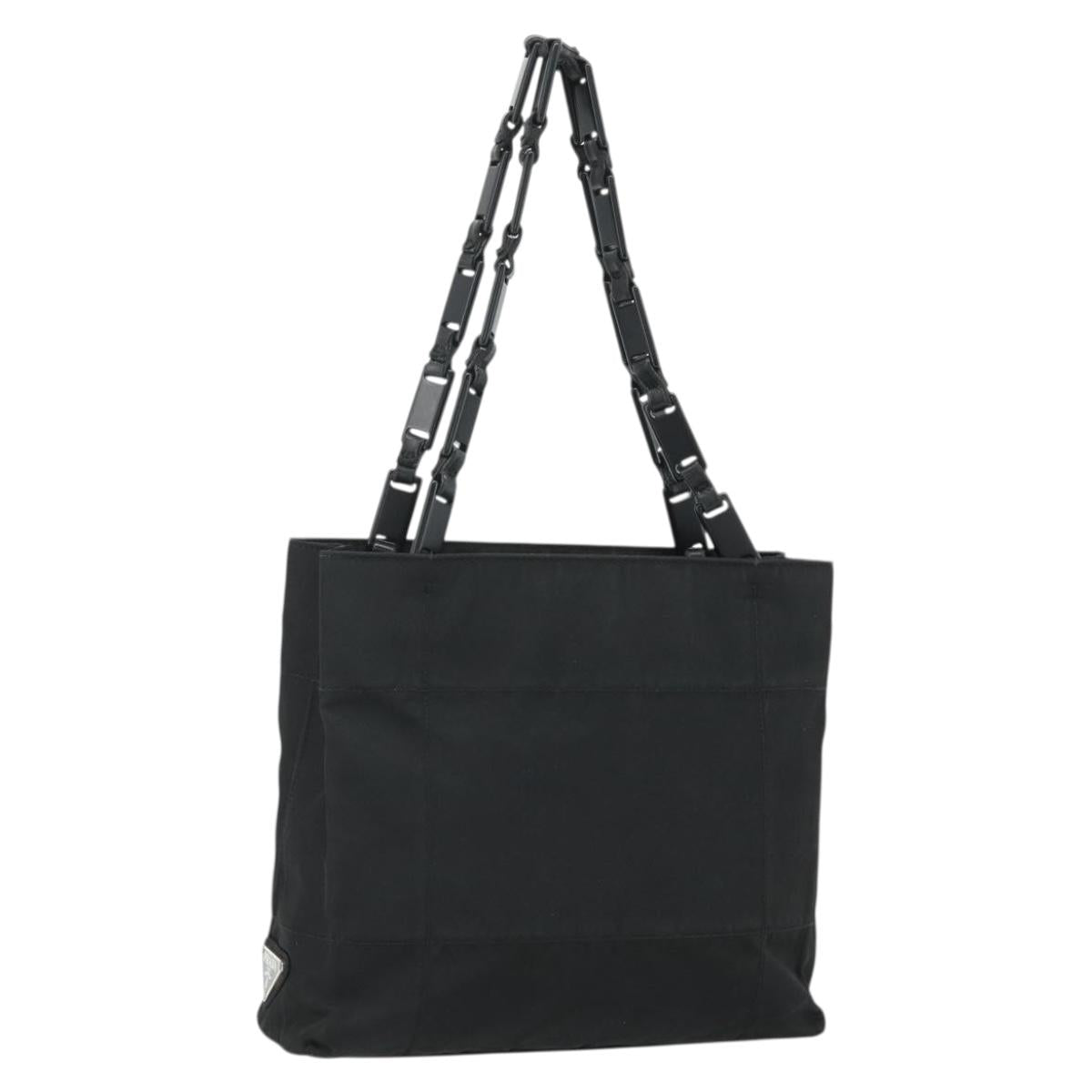 PRADA Chain Hand Bag Nylon Black
