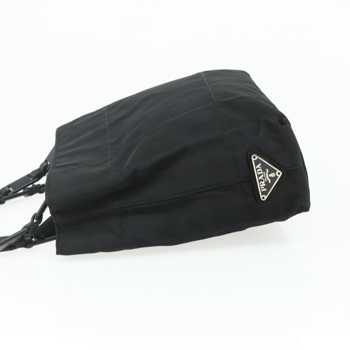 PRADA Chain Hand Bag Nylon Black