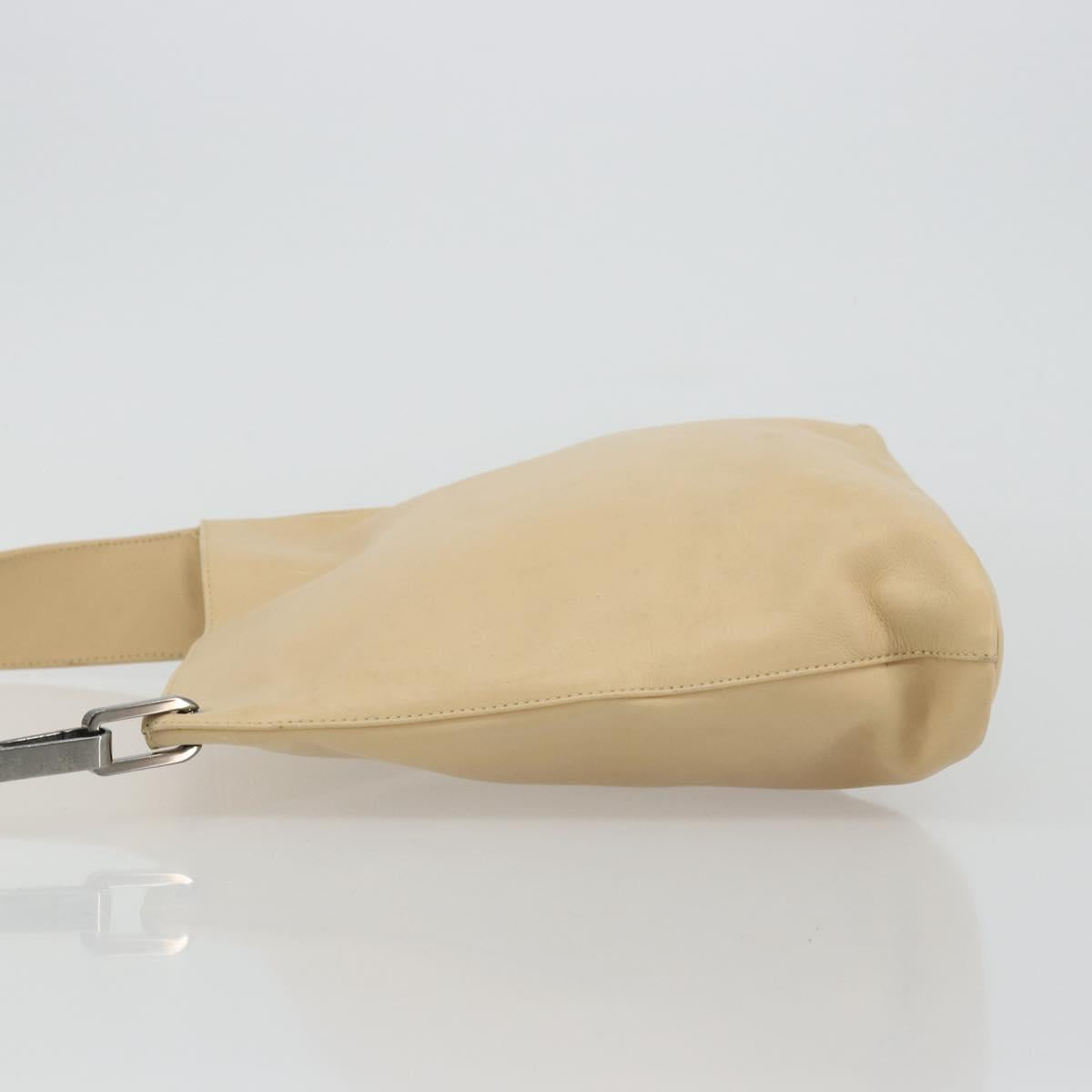 GUCCI Shoulder Bag Leather Beige Silver 91761