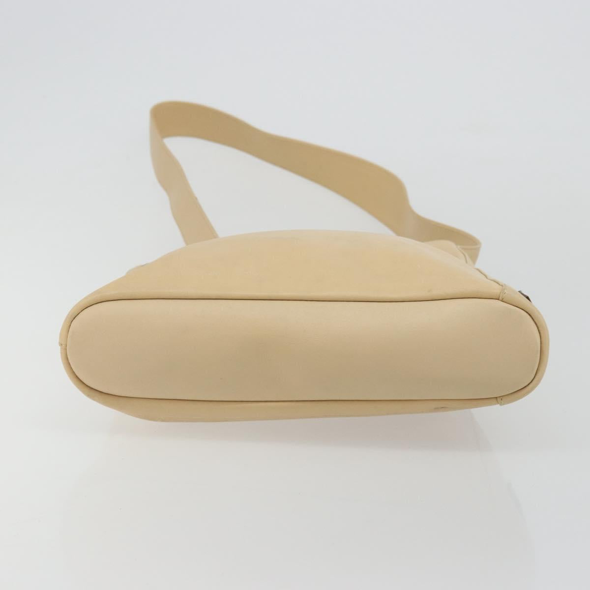 GUCCI Shoulder Bag Leather Beige Silver 91761