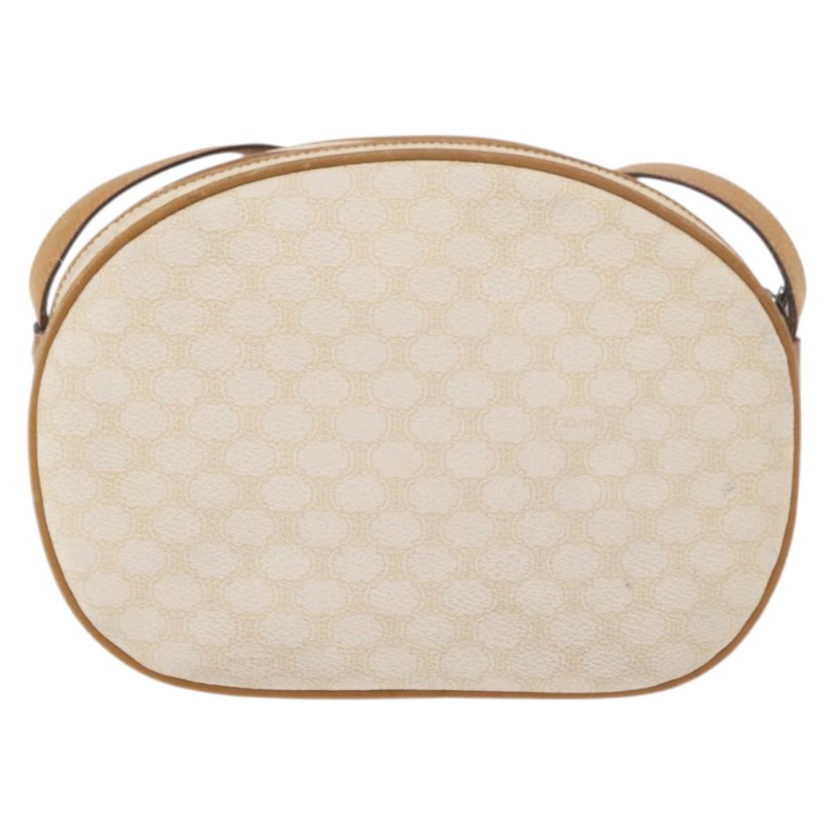 CELINE Macadam Canvas Shoulder Bag PVC White