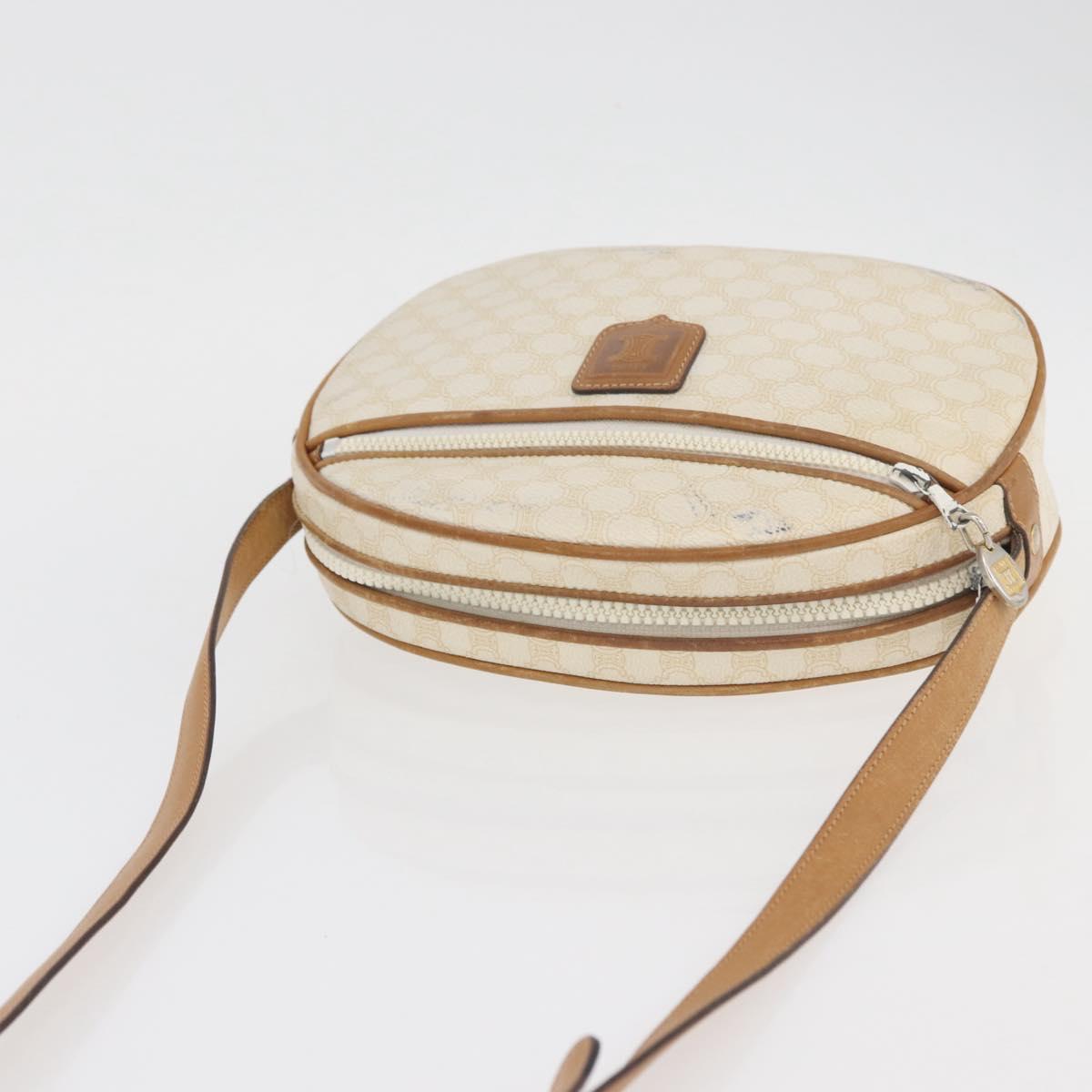 CELINE Macadam Canvas Shoulder Bag PVC White