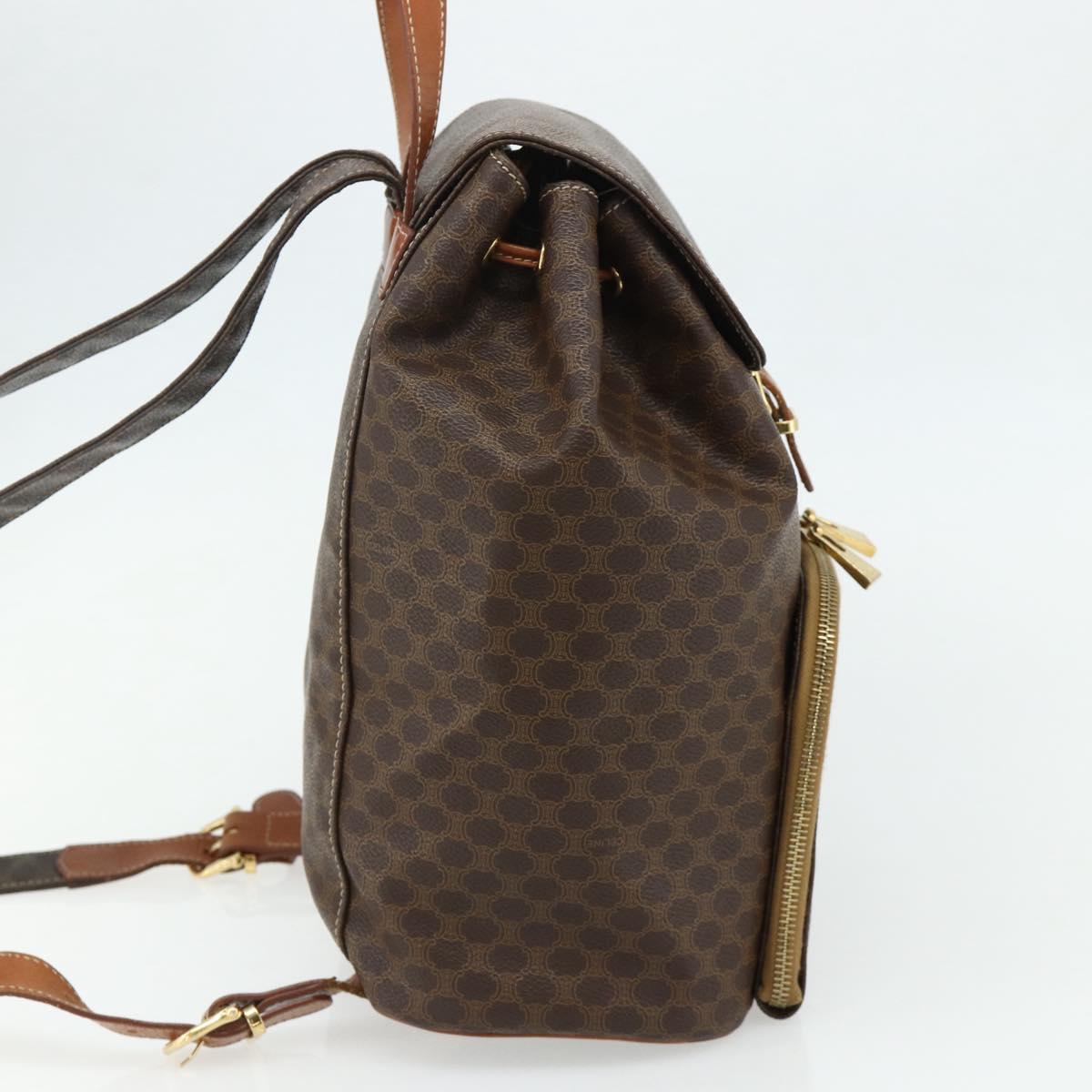CELINE Macadam Canvas Backpack PVC Leather Brown Gold