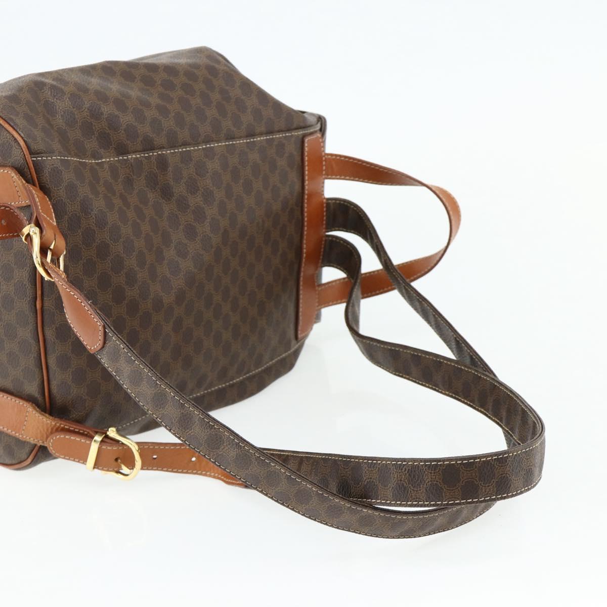 CELINE Macadam Canvas Backpack PVC Leather Brown Gold