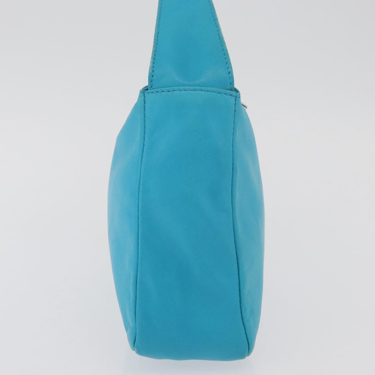 CELINE Hand Bag Leather Blue Silver