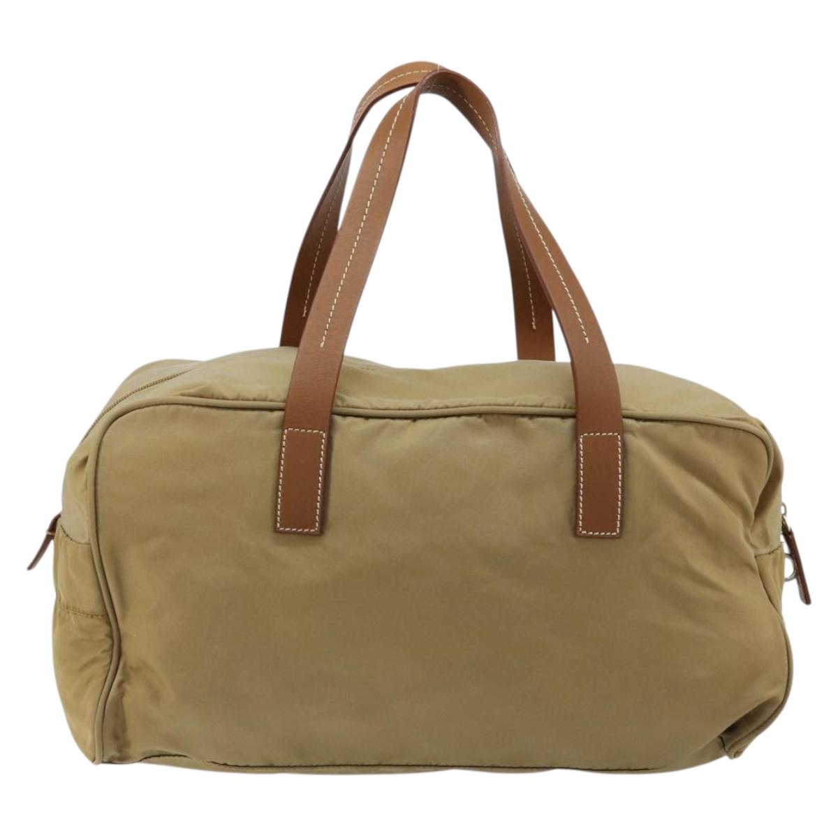 PRADA Boston Bag Nylon Silver Beige