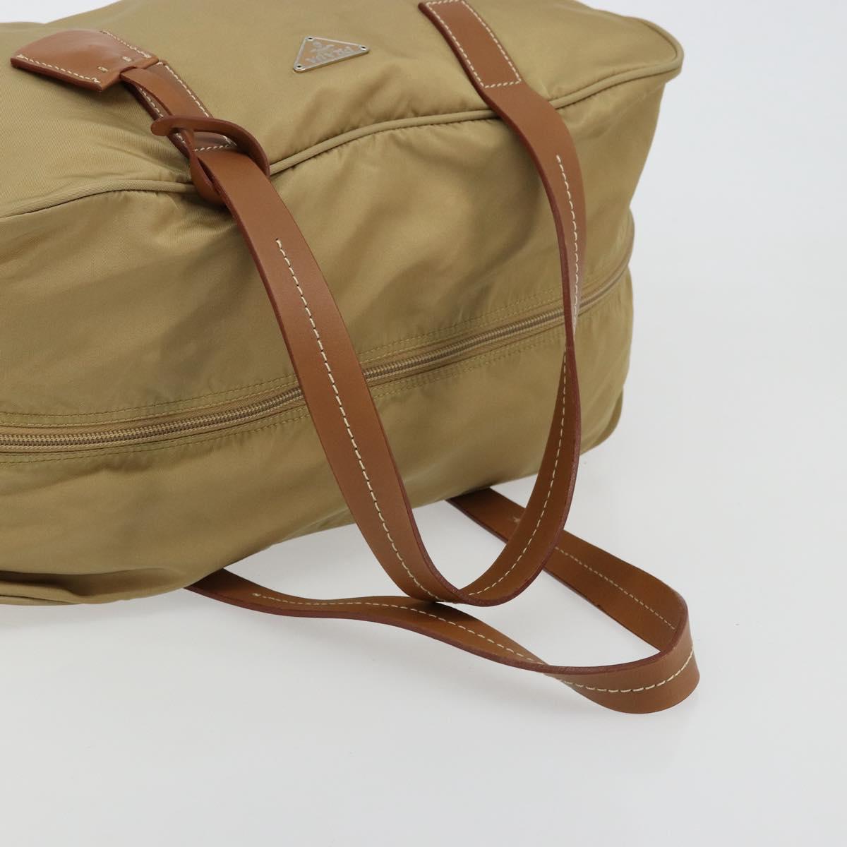 PRADA Boston Bag Nylon Silver Beige