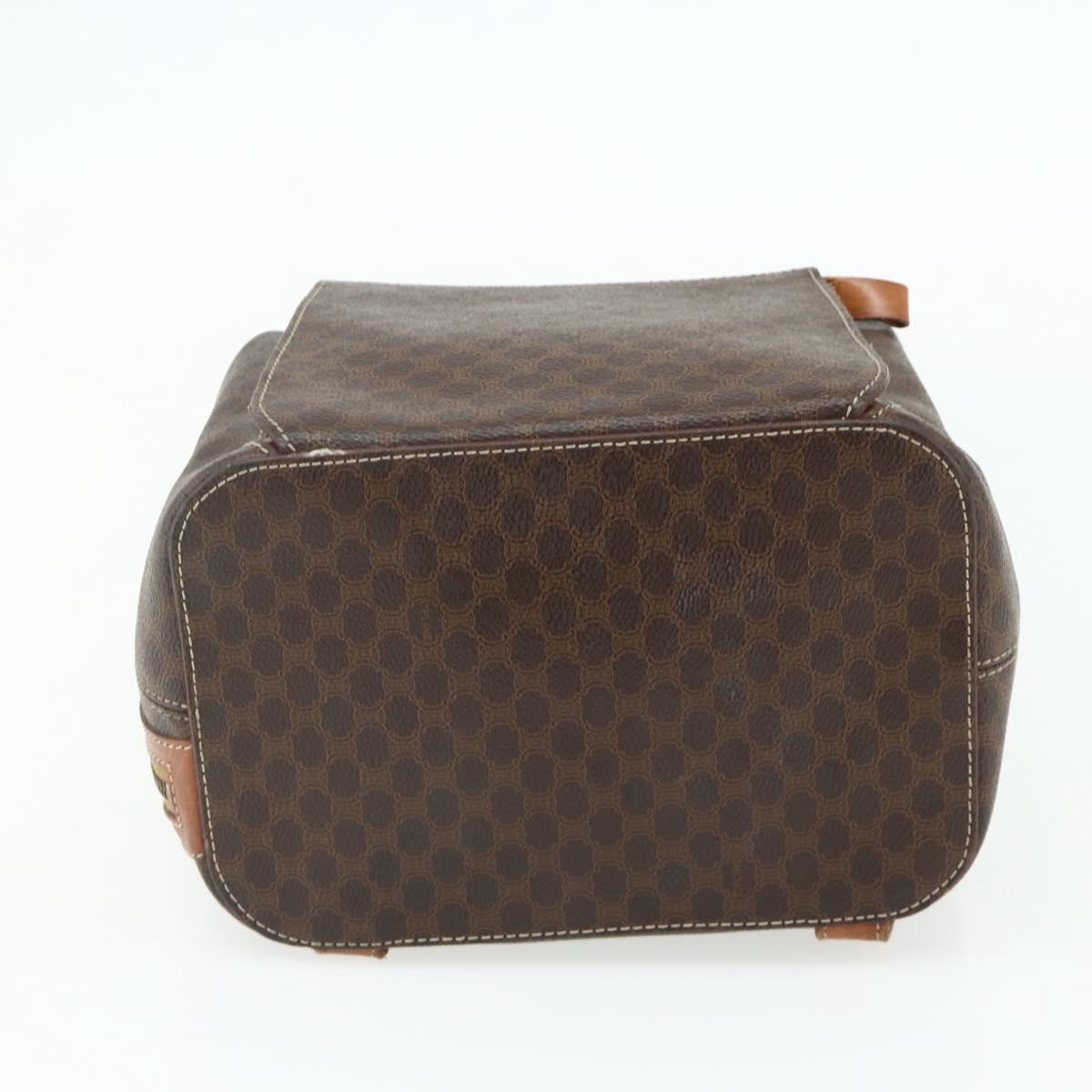CELINE Macadam Canvas Backpack PVC Leather Brown Gold