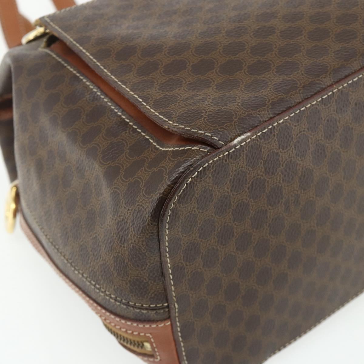 CELINE Macadam Canvas Backpack PVC Leather Brown Gold