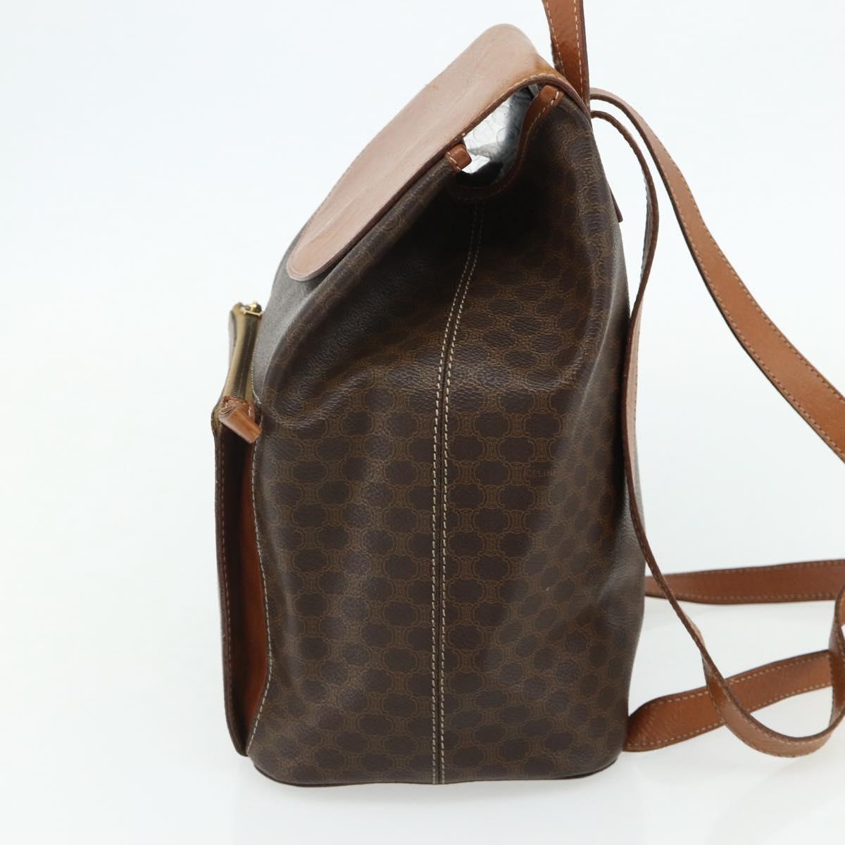CELINE Macadam Canvas Backpack PVC Leather Brown Gold