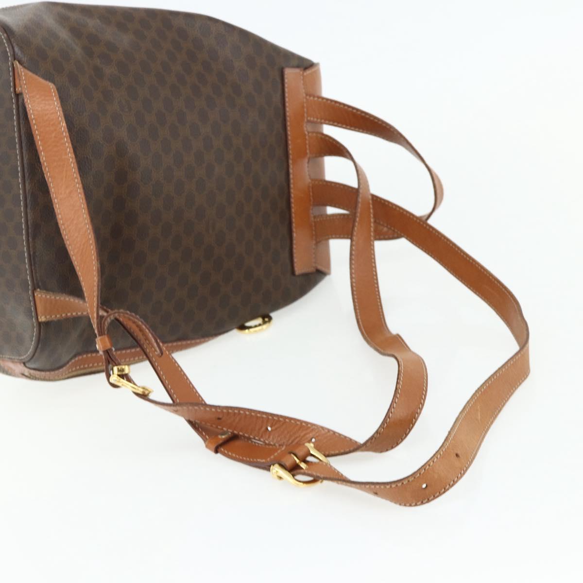 CELINE Macadam Canvas Backpack PVC Leather Brown Gold