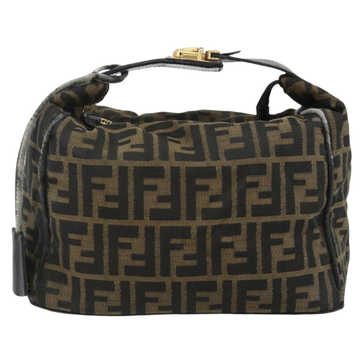 FENDI Zucca Canvas Hand Bag Black Brown