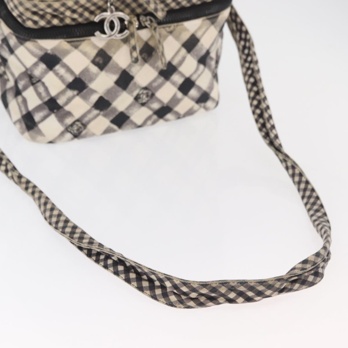 CHANEL Shoulder Bag Canvas Beige Silver CC