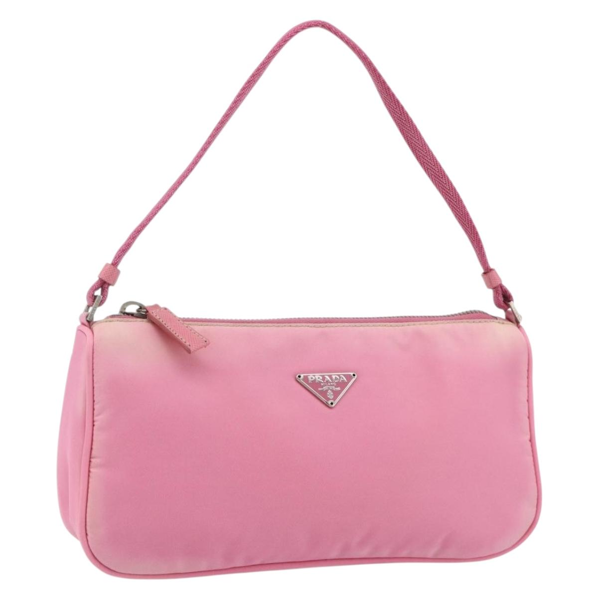 PRADA Accessory Pouch Nylon Pink Silver