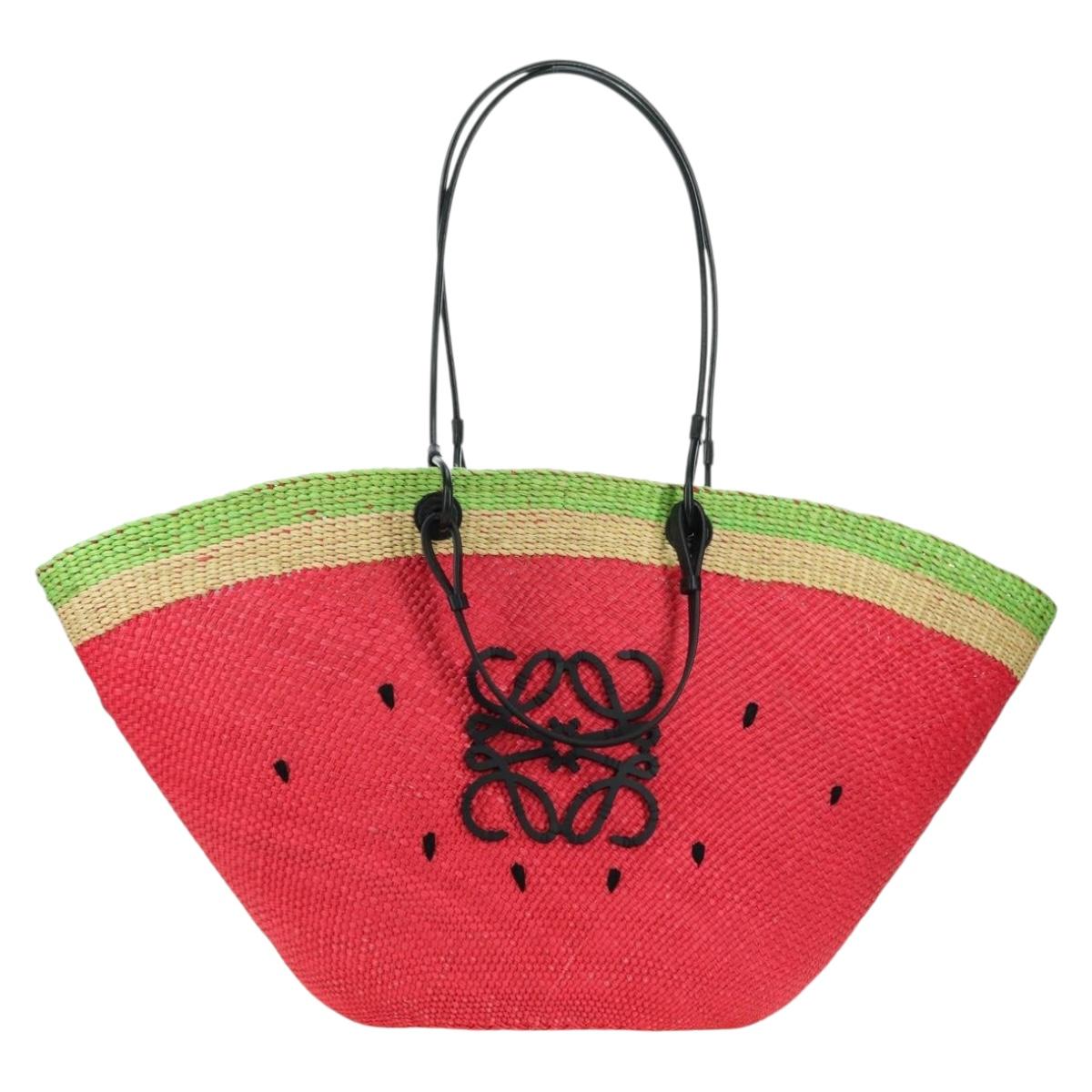 LOEWE Watermelon Tote Bag Raffia 2way Red