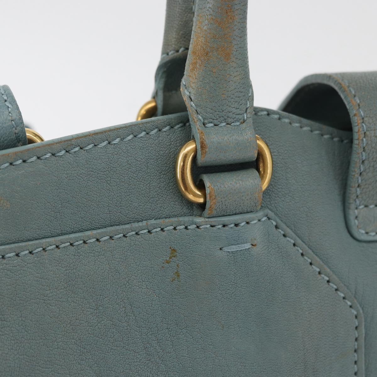 SAINT LAURENT Cavas Chic Hand Bag Leather 2way Light Blue Gold
