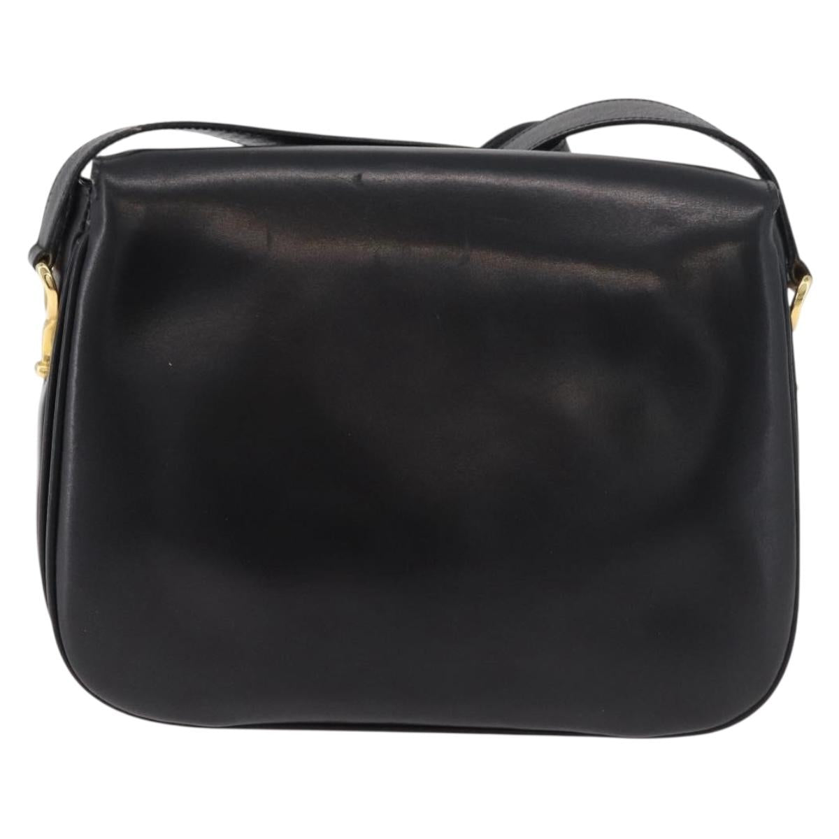 CELINE Shoulder Bag Leather Black Gold