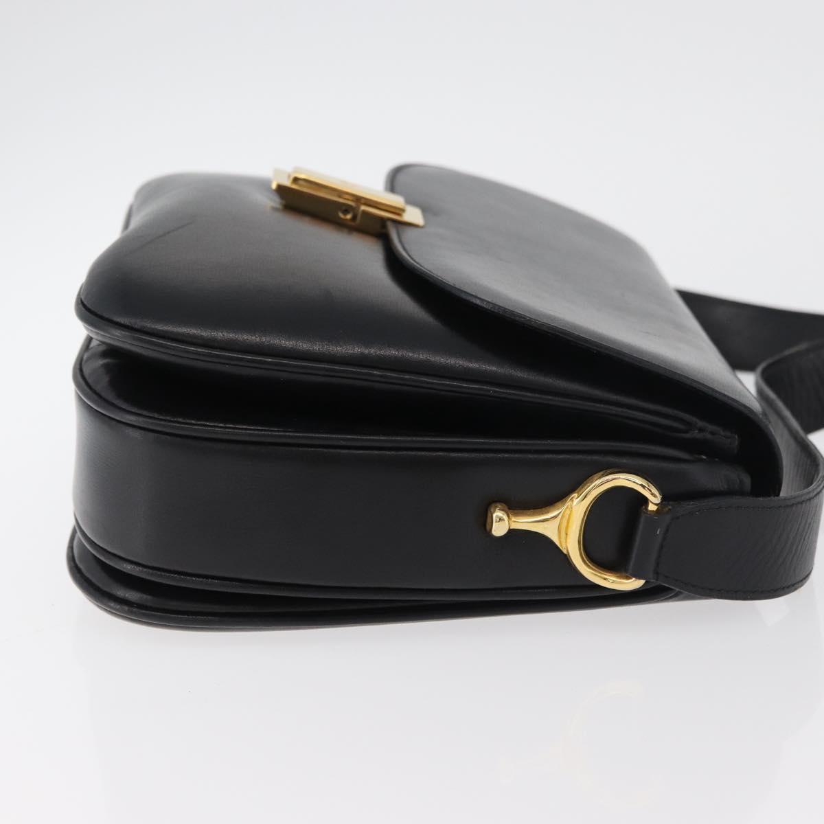 CELINE Shoulder Bag Leather Black Gold