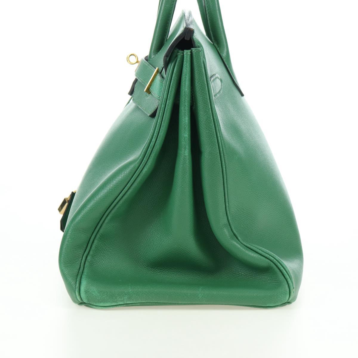 HERMES Birkin 35 Hand Bag Leather Green Gold