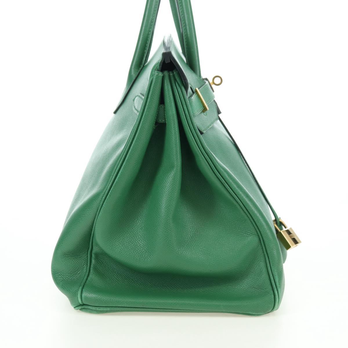 HERMES Birkin 35 Hand Bag Leather Green Gold