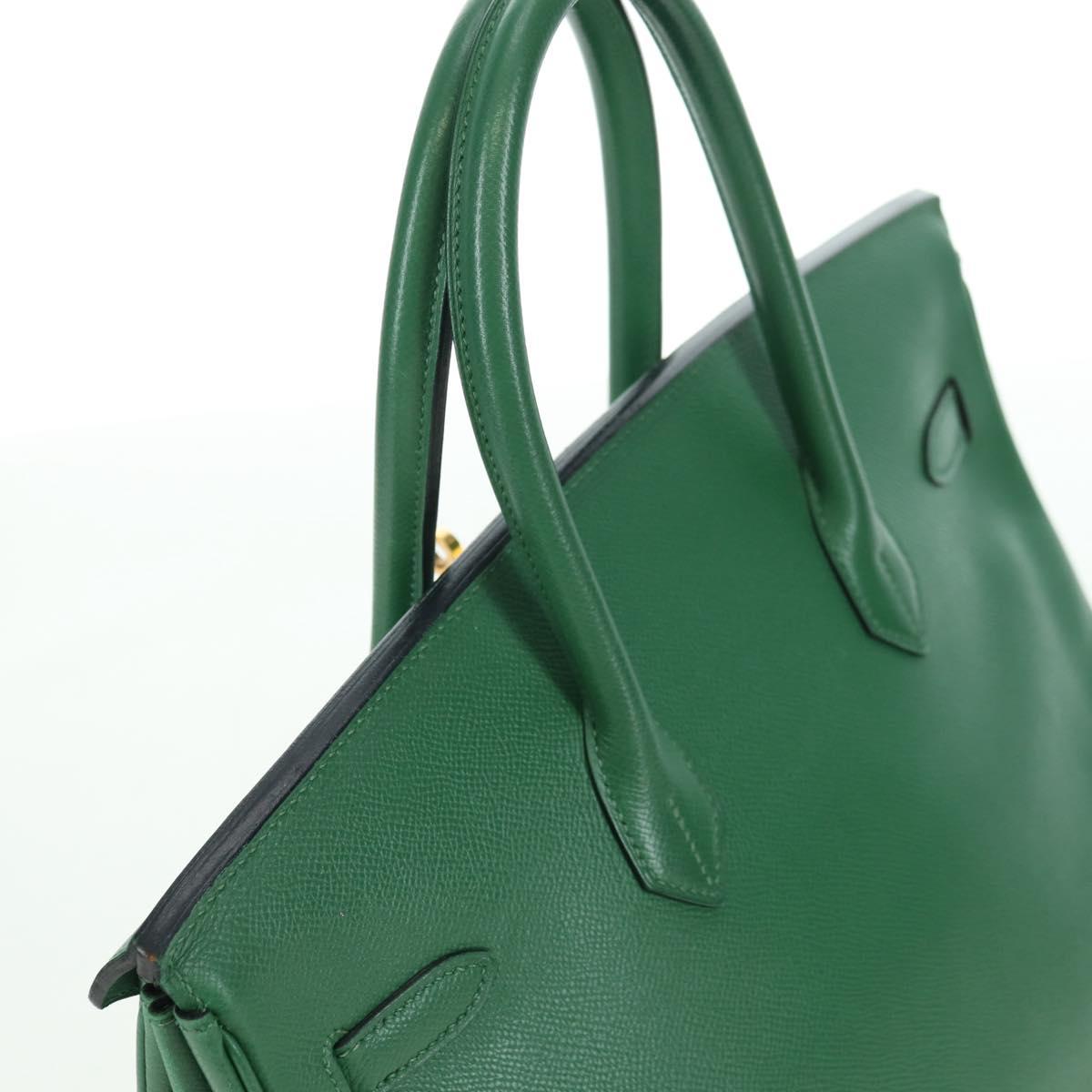 HERMES Birkin 35 Hand Bag Leather Green Gold