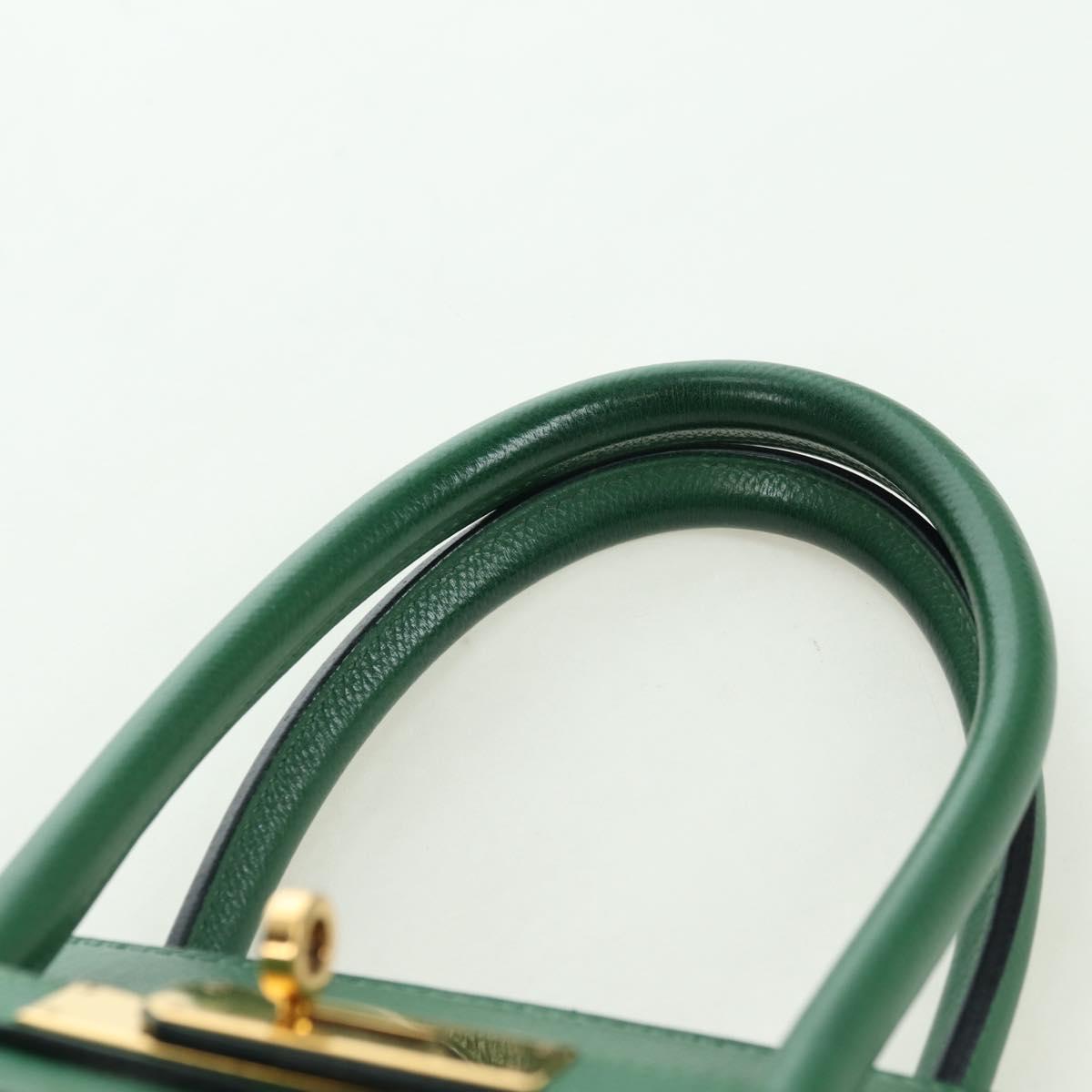 HERMES Birkin 35 Hand Bag Leather Green Gold