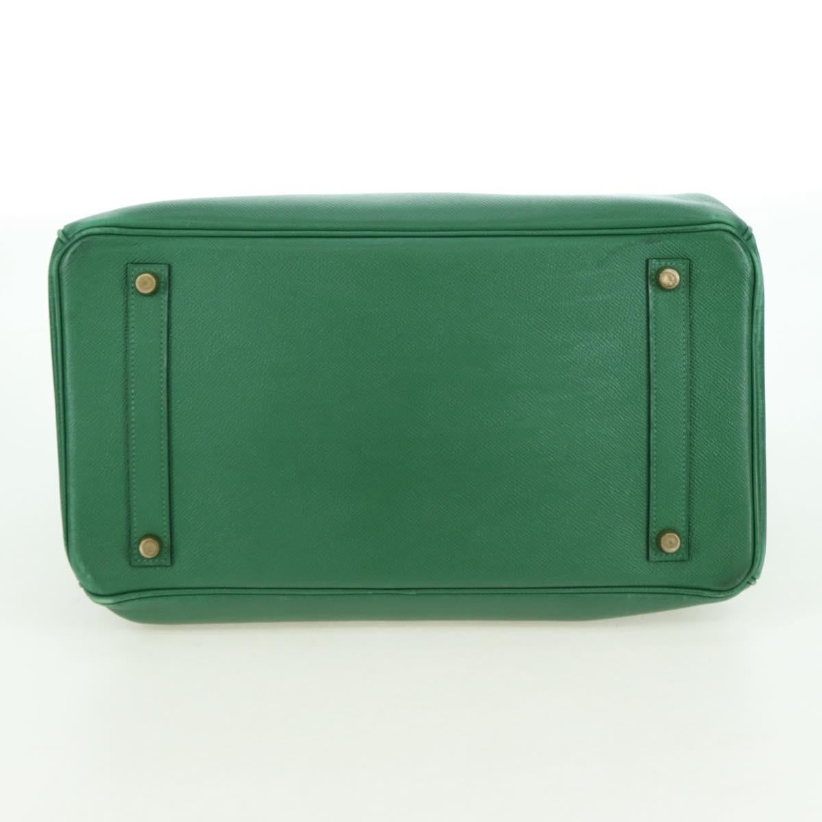 HERMES Birkin 35 Hand Bag Leather Green Gold