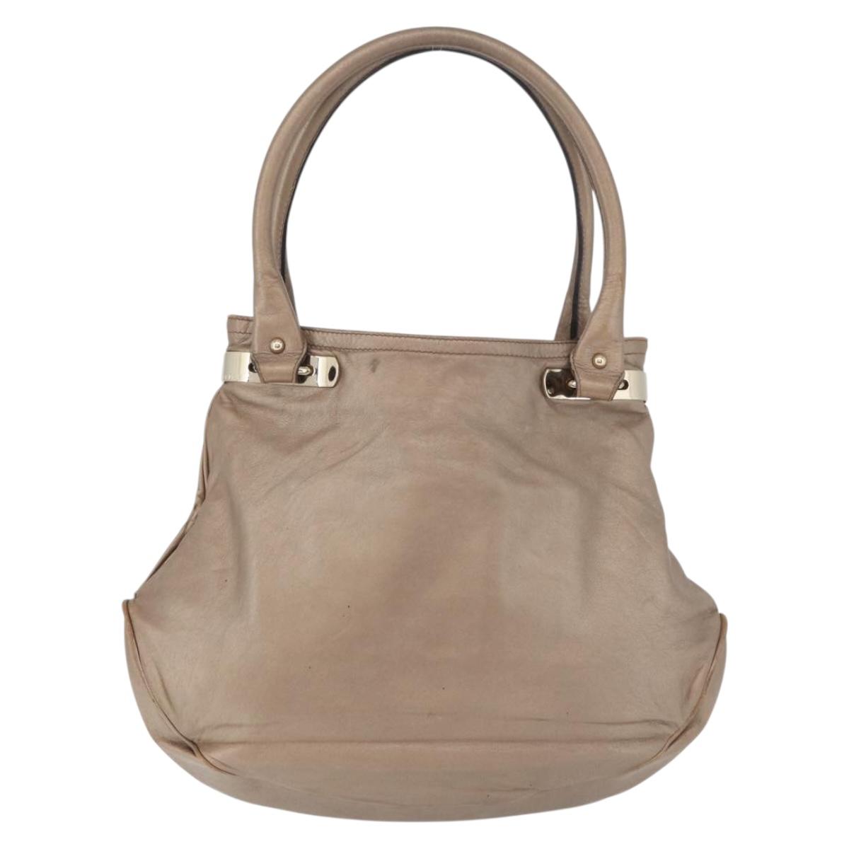 CELINE Shoulder Bag Leather Beige Gold