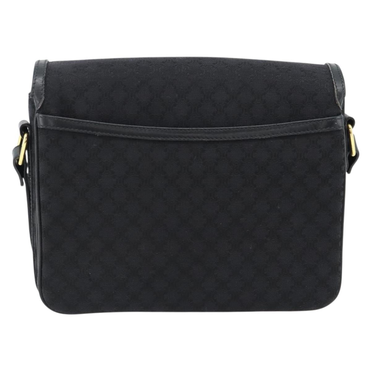 CELINE Macadam Canvas Shoulder Bag Black Gold