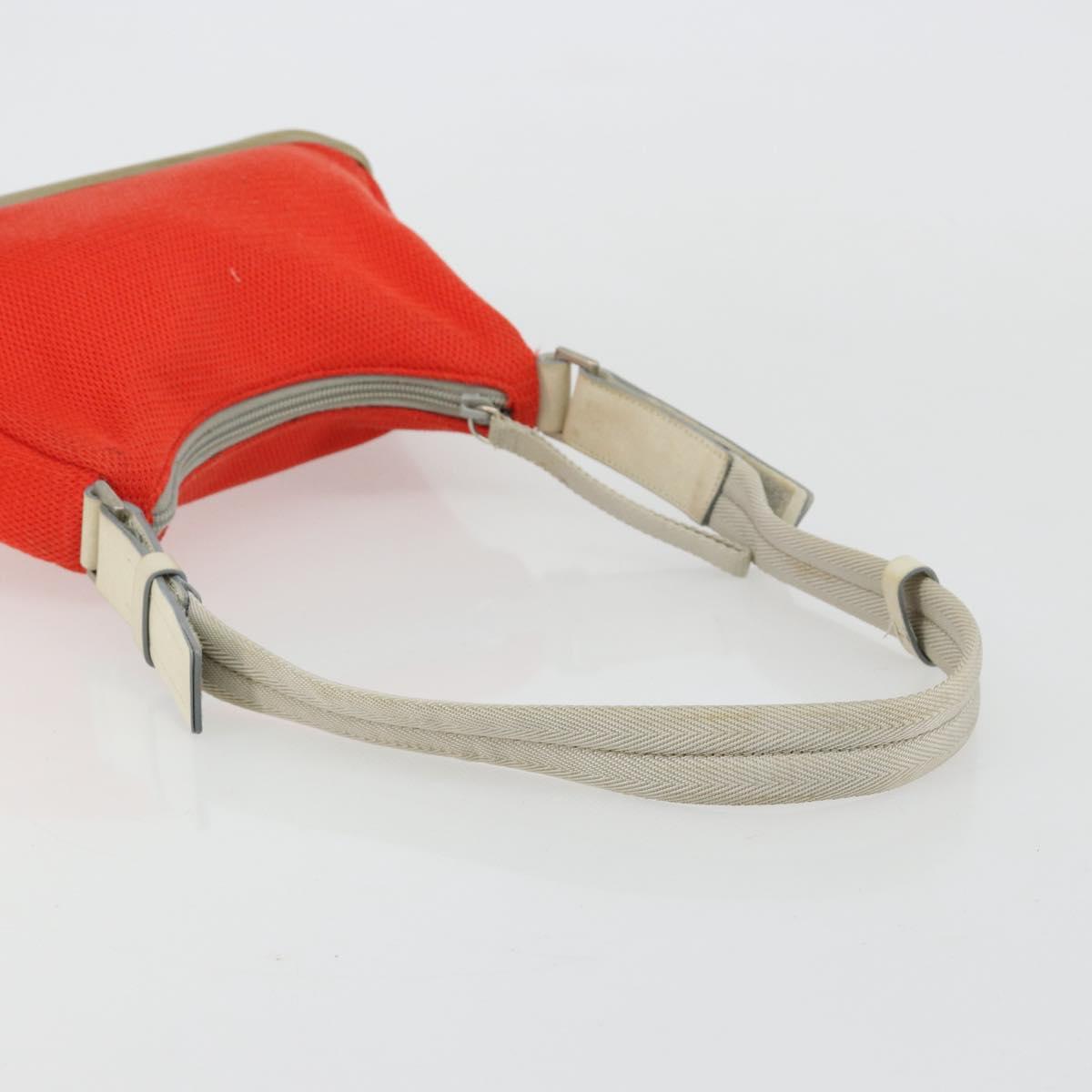 PRADA Sports Shoulder Bag Canvas Orange Silver
