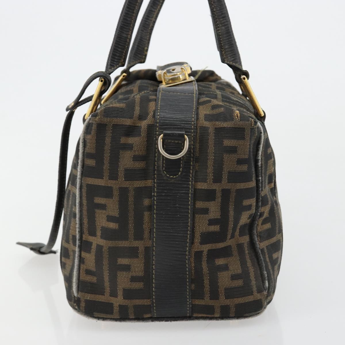 FENDI Zucca Canvas Hand Bag Black Brown