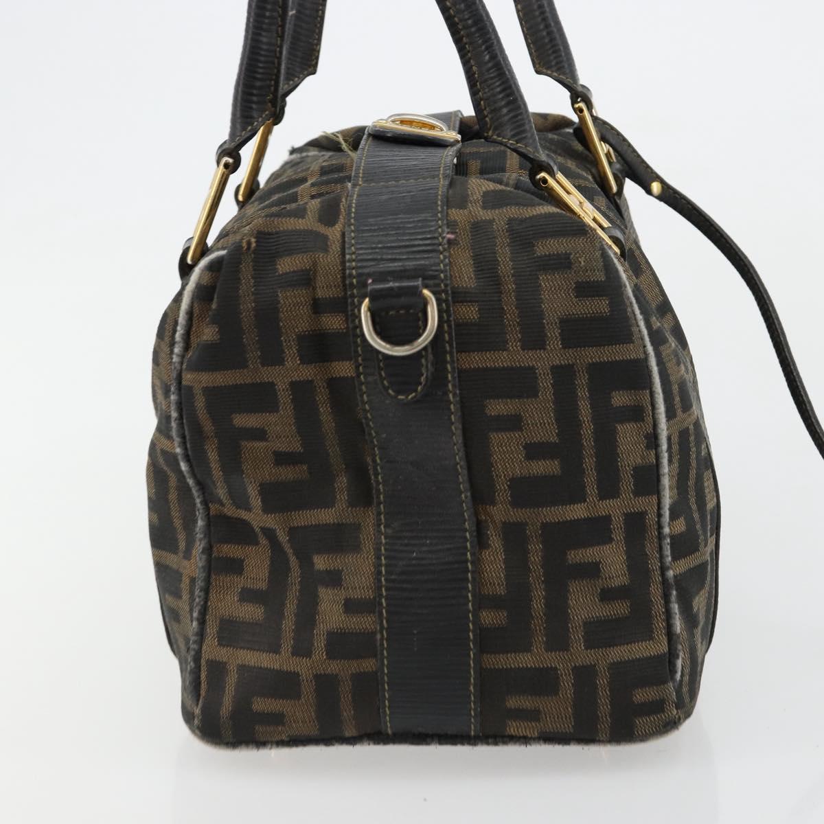 FENDI Zucca Canvas Hand Bag Black Brown