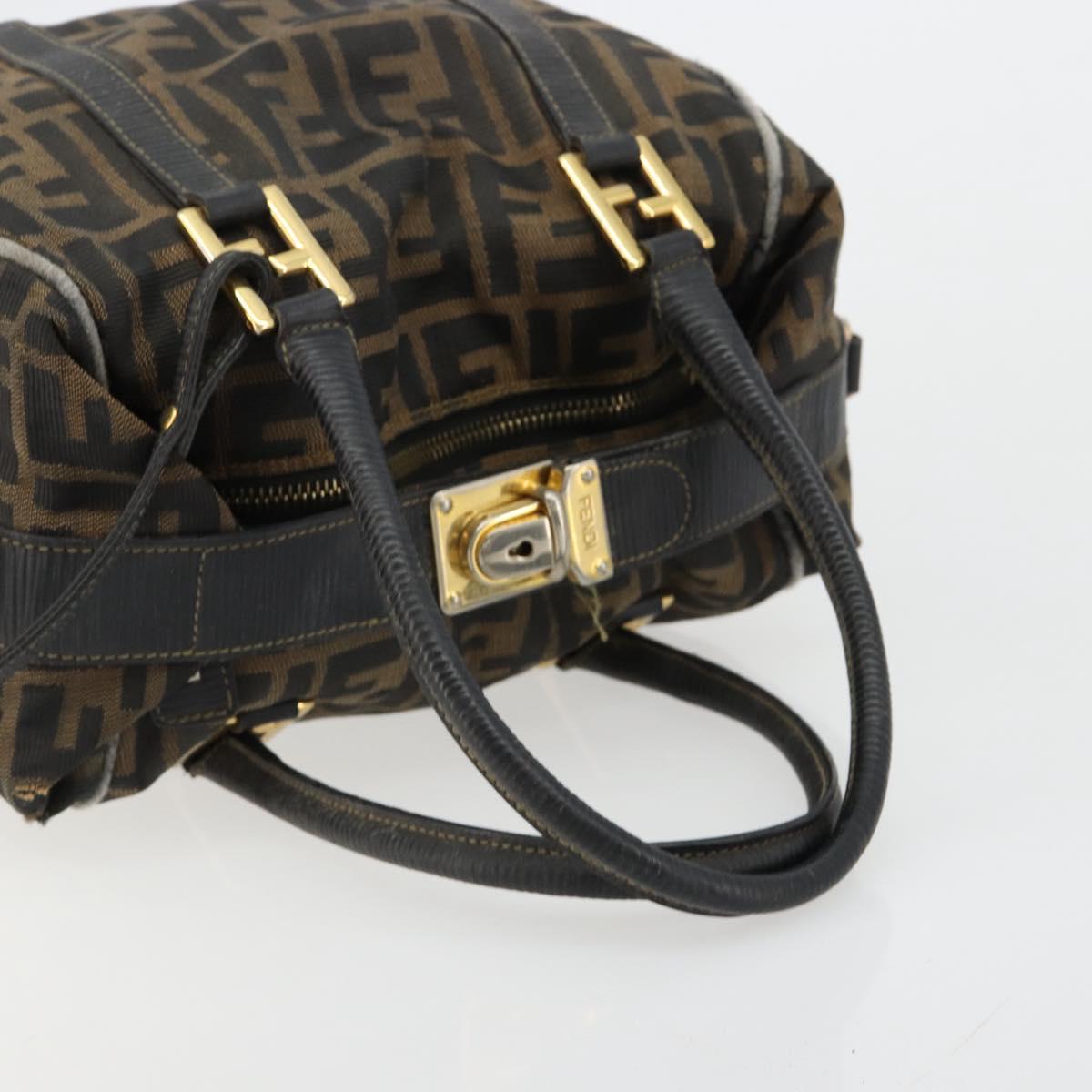 FENDI Zucca Canvas Hand Bag Black Brown