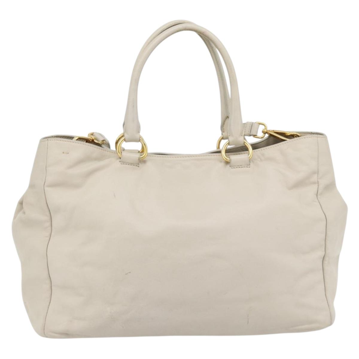 PRADA Hand Bag Leather 2way Ivory Gold
